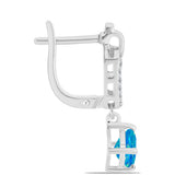 Cercei din Argint 925 ( 3.44 grame ) cu Opal Albastru Etiopian Paraiba și Topaz Alb 1.31 Carate