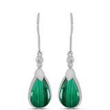 Cercei din Argint 925 ( 3.58 grame ) cu Malachit și Topaz Alb 11.01 Carate