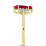 Inel din Argint 925 Placat cu Aur ( 2.67 grame ) cu Rubin Malagasy și Topaz Alb 2.93 Carate