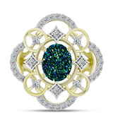 Inel din Argint 925 Placat cu Aur ( 4.6 grame ) cu Drusy Verde și Topaz Alb 3.33 Carate