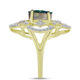 Inel din Argint 925 Placat cu Aur ( 4.6 grame ) cu Drusy Verde și Topaz Alb 3.33 Carate