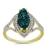 Inel din Argint 925 Placat cu Aur ( 3.52 grame ) cu Drusy Verde și Topaz Alb 3.05 Carate