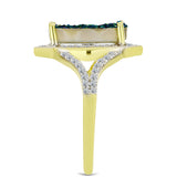 Inel din Argint 925 Placat cu Aur ( 3.52 grame ) cu Drusy Verde și Topaz Alb 3.05 Carate
