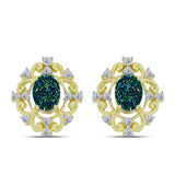 Cercei din Argint 925 Placat cu Aur ( 4.95 grame ) cu Drusy Verde și Topaz Alb 3.37 Carate