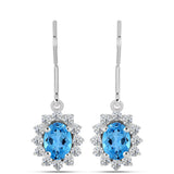 Cercei din Argint 925 ( 2.42 grame ) cu Topaz Swiss Blue și Topaz Alb 2.5 Carate