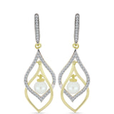 Cercei din Argint 925 Placat cu Aur ( 4.96 grame ) cu Perlă de Apă Dulce Albă și Topaz Alb 3.63 Carate