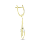Cercei din Argint 925 Placat cu Aur ( 4.96 grame ) cu Perlă de Apă Dulce Albă și Topaz Alb 3.63 Carate