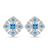 Cercei din Argint 925 ( 5.26 grame ) cu Topaz Swiss Blue și Topaz Alb 1.51 Carate