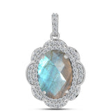 Pandantiv din Argint 925 ( 2.48 grame ) cu Gullgruvene Labradorit și Topaz Alb 5.57 Carate