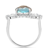 Inel din Argint 925 ( 5.78 grame ) cu Gullgruvene Labradorit și Topaz Alb 5.29 Carate