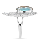 Inel din Argint 925 ( 5.78 grame ) cu Gullgruvene Labradorit și Topaz Alb 5.29 Carate