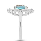 Inel din Argint 925 ( 3.42 grame ) cu Gullgruvene Labradorit și Topaz Alb 2.6 Carate