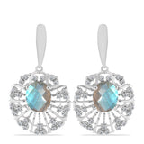 Cercei din Argint 925 ( 6.71 grame ) cu Gullgruvene Labradorit și Topaz Alb 5.15 Carate