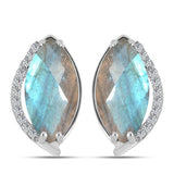 Cercei din Argint 925 ( 4.97 grame ) cu Gullgruvene Labradorit și Topaz Alb 6.97 Carate