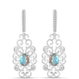 Cercei din Argint 925 ( 6 grame ) cu Gullgruvene Labradorit și Topaz Alb 2.52 Carate