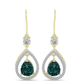 Cercei din Argint 925 Placat cu Aur ( 2.2 grame ) cu Drusy Verde și Topaz Alb 3.94 Carate