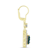 Cercei din Argint 925 Placat cu Aur ( 2.2 grame ) cu Drusy Verde și Topaz Alb 3.94 Carate