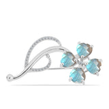 Broşă din Argint 925 ( 5.15 grame ) cu Gullgruvene Labradorit și Topaz Alb 5.04 Carate
