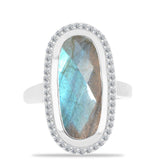 Inel din Argint 925 ( 4.53 grame ) cu Gullgruvene Labradorit și Topaz Alb 5.93 Carate