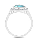 Inel din Argint 925 ( 4.53 grame ) cu Gullgruvene Labradorit și Topaz Alb 5.93 Carate