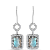 Cercei din Argint 925 ( 3.76 grame ) cu Gullgruvene Labradorit și Topaz Alb 2.37 Carate