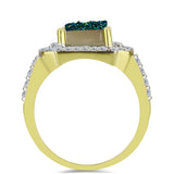 Inel din Argint 925 Placat cu Aur ( 3.69 grame ) cu Drusy Verde și Topaz Alb 4.88 Carate