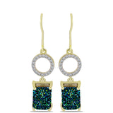 Cercei din Argint 925 Placat cu Aur ( 3.08 grame ) cu Drusy Verde și Topaz Alb 5.83 Carate