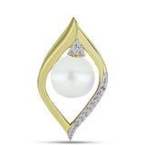Pandantiv din Argint 925 Placat cu Aur ( 1.45 grame ) cu Perlă de Apă Dulce Albă și Topaz Alb 3.95 Carate