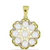 Pandantiv din Argint 925 Placat cu Aur ( 3.32 grame ) cu Perlă de Apă Dulce Albă și Topaz Alb 2.9 Carate