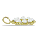 Pandantiv din Argint 925 Placat cu Aur ( 3.32 grame ) cu Perlă de Apă Dulce Albă și Topaz Alb 2.9 Carate