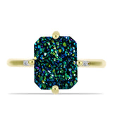 Inel din Argint 925 Placat cu Aur ( 2.09 grame ) cu Drusy Verde și Topaz Alb 3.47 Carate
