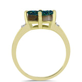 Inel din Argint 925 Placat cu Aur ( 2.09 grame ) cu Drusy Verde și Topaz Alb 3.47 Carate