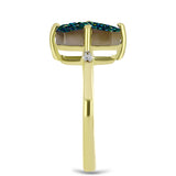 Inel din Argint 925 Placat cu Aur ( 2.09 grame ) cu Drusy Verde și Topaz Alb 3.47 Carate