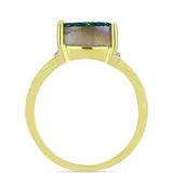 Inel din Argint 925 Placat cu Aur ( 2.89 grame ) cu Drusy Verde și Topaz Alb 2.84 Carate