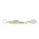 Pandantiv din Argint 925 Placat cu Aur ( 2.6 grame ) cu Perlă de Apă Dulce Albă și Topaz Alb 3.25 Carate