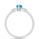 Inel din Argint 925 ( 1.8 grame ) cu Opal Albastru Etiopian Paraiba și Topaz Alb 0.29 Carate