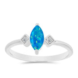 Inel din Argint 925 ( 1.8 grame ) cu Opal Albastru Etiopian Paraiba și Topaz Alb 0.29 Carate