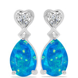 Cercei din Argint 925 ( 3.02 grame ) cu Opal Albastru Etiopian Paraiba și Topaz Alb 2.33 Carate