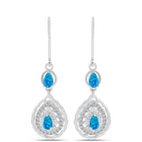 Cercei din Argint 925 ( 4.02 grame ) cu Opal Albastru Etiopian Paraiba și Topaz Alb 0.84 Carate