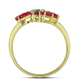 Inel din Argint 925 Placat cu Aur ( 3 grame ) cu Smarald Brazilian și Rubin Malagasy 2.02 Carate