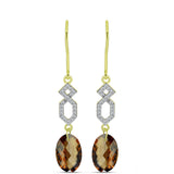 Cercei din Argint 925 Placat cu Aur ( 1.94 grame ) cu Cuarț Coniac și Topaz Alb 5.5 Carate