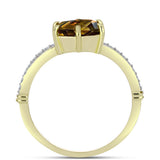 Inel din Argint 925 Placat cu Aur ( 2.5 grame ) cu Cuarț Coniac și Topaz Alb 2.11 Carate