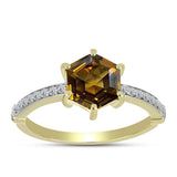 Inel din Argint 925 Placat cu Aur ( 2.5 grame ) cu Cuarț Coniac și Topaz Alb 2.11 Carate