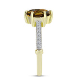 Inel din Argint 925 Placat cu Aur ( 2.5 grame ) cu Cuarț Coniac și Topaz Alb 2.11 Carate