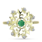 Inel din Argint 925 Placat cu Aur ( 3.36 grame ) cu Smarald Brazilian și Topaz Alb 0.38 Carate