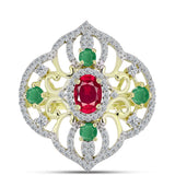 Inel din Argint 925 Placat cu Aur ( 7.25 grame ) cu Smarald Brazilian și Topaz Alb 4.52 Carate