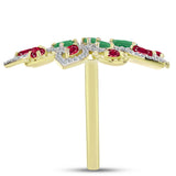 Inel din Argint 925 Placat cu Aur ( 7.25 grame ) cu Smarald Brazilian și Topaz Alb 4.52 Carate