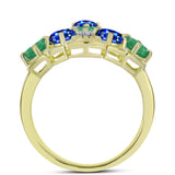 Inel din Argint 925 Placat cu Aur ( 4.02 grame ) cu Smarald Brazilian și Safir Albastru Australian 2.69 Carate