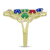 Inel din Argint 925 Placat cu Aur ( 4.02 grame ) cu Smarald Brazilian și Safir Albastru Australian 2.69 Carate