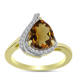 Inel din Argint 925 Placat cu Aur ( 2.9 grame ) cu Cuarț Coniac și Topaz Alb 2.37 Carate